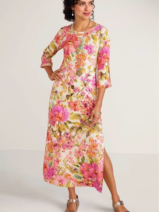 Soft Surroundings Dresses & Skirts - Soft Surroundings Floral Print 3/4 Sleeve Jersey Knit Maxi Dress 3X